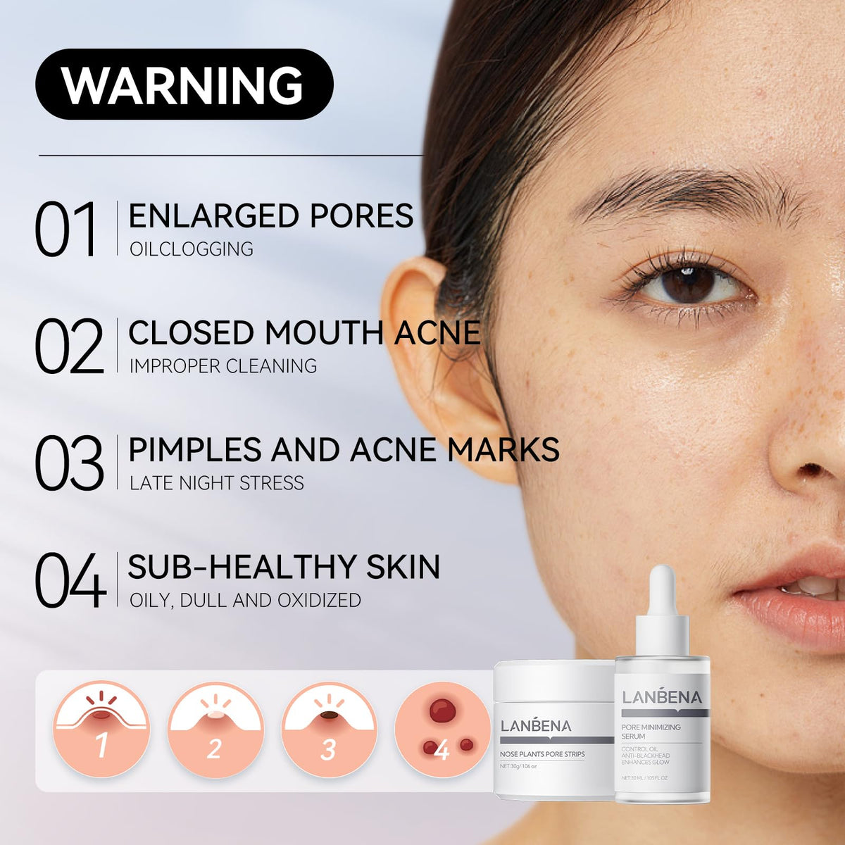 Soft rubber nose brush included in LANBENA set