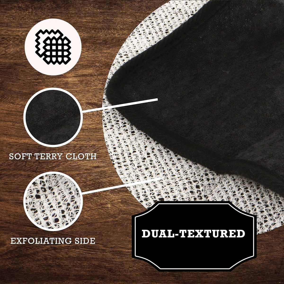 Soft-weave side of The Rustic Man wash cloth for exfoliation