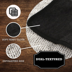 Soft-weave side of The Rustic Man wash cloth for exfoliation