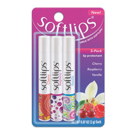 SoftLips Daily Lip Moisturizer Pack of 3 in Watermelon, Cherry, and Vanilla