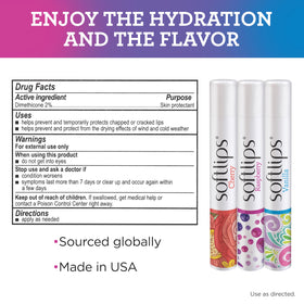 SoftLips lip balms with ingredients list on the back