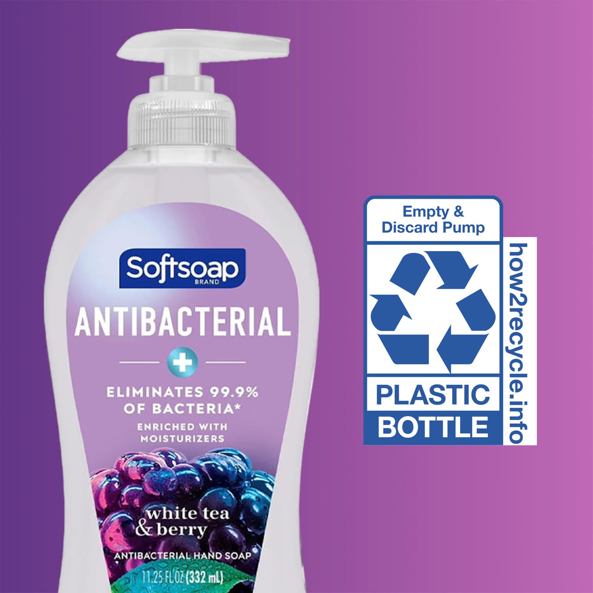 Softsoap Antibacterial Hand Soap White Tea & Berry bottles stacked
