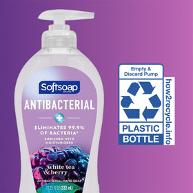 Softsoap Antibacterial Hand Soap White Tea & Berry bottles stacked