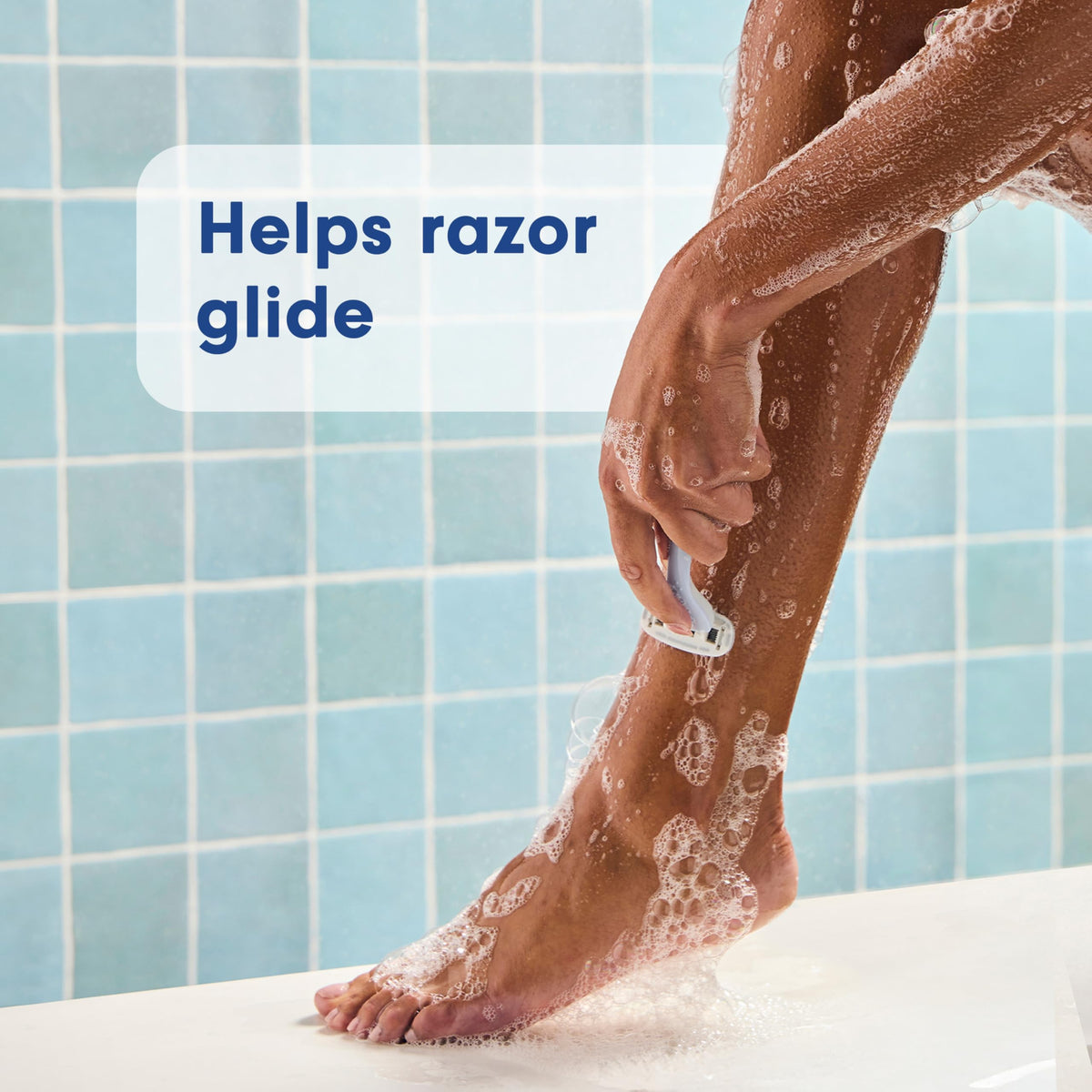 Softsoap body wash and shave gel with white flat-top cap