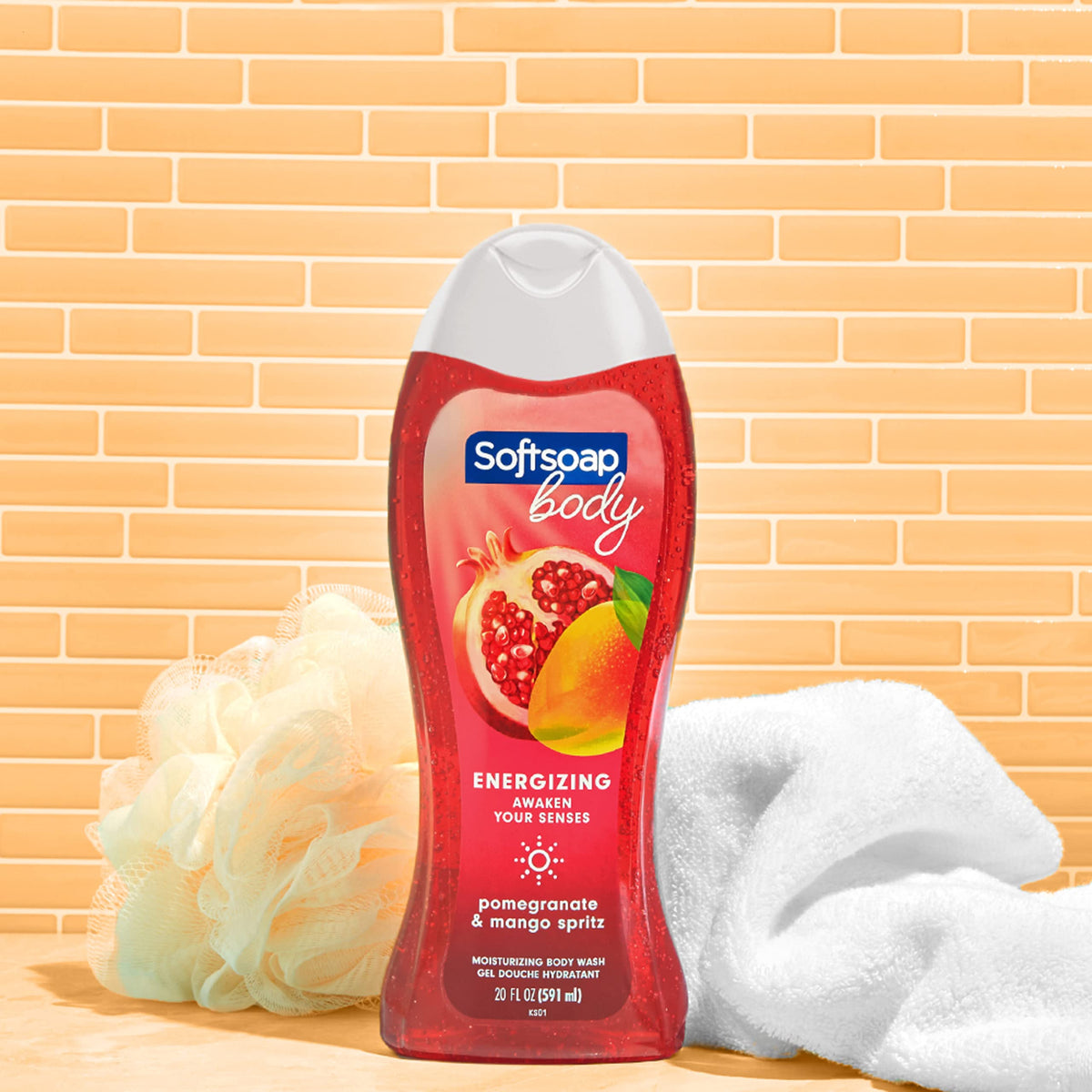 Softsoap Body Wash packaging with moisture beads