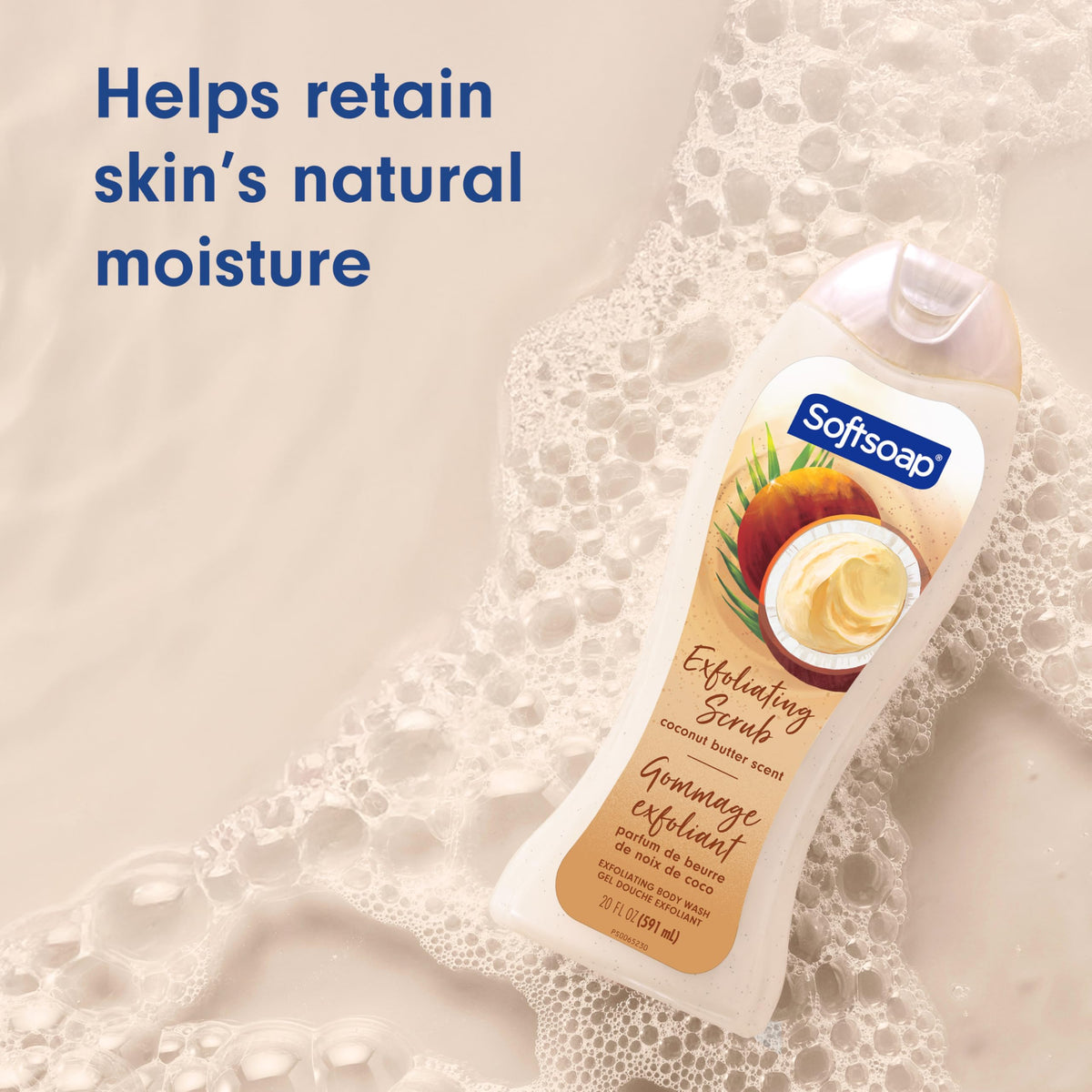 Softsoap Coconut Butter Scrub Body Wash 20 oz in shower setting