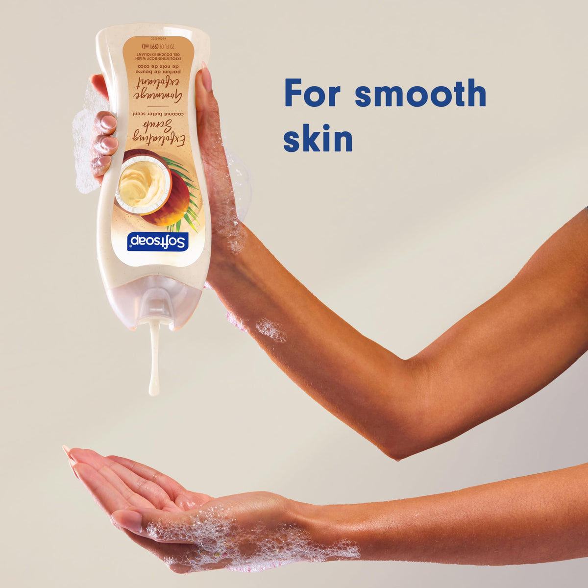 Softsoap Coconut Butter Scrub Body Wash 20 oz with crushed apricot seeds