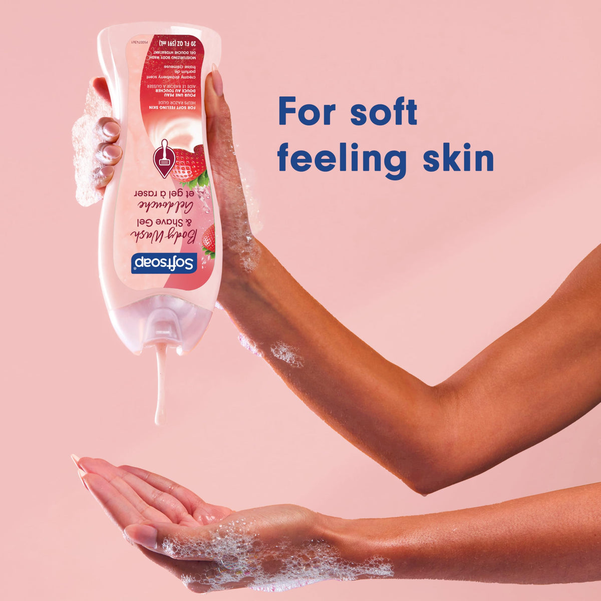 Softsoap Creamy Strawberry Body Wash and Shave Gel with creamy texture