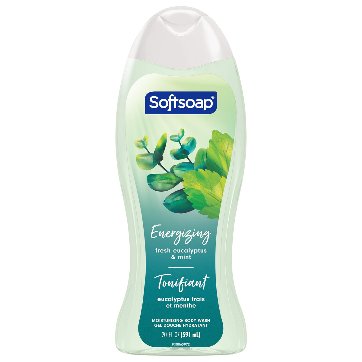 Softsoap Eucalyptus & Mint Body Wash 20 oz in a bathroom setting