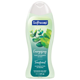 Softsoap Eucalyptus & Mint Body Wash 20 oz in a bathroom setting