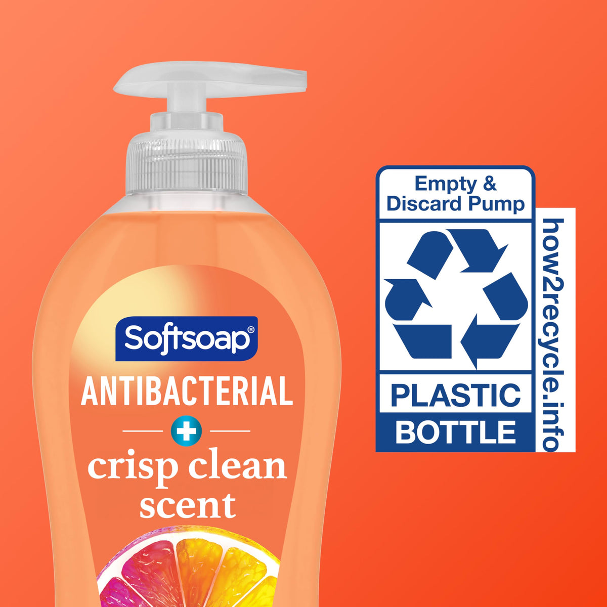 Softsoap hand soap bottle on a bathroom sink