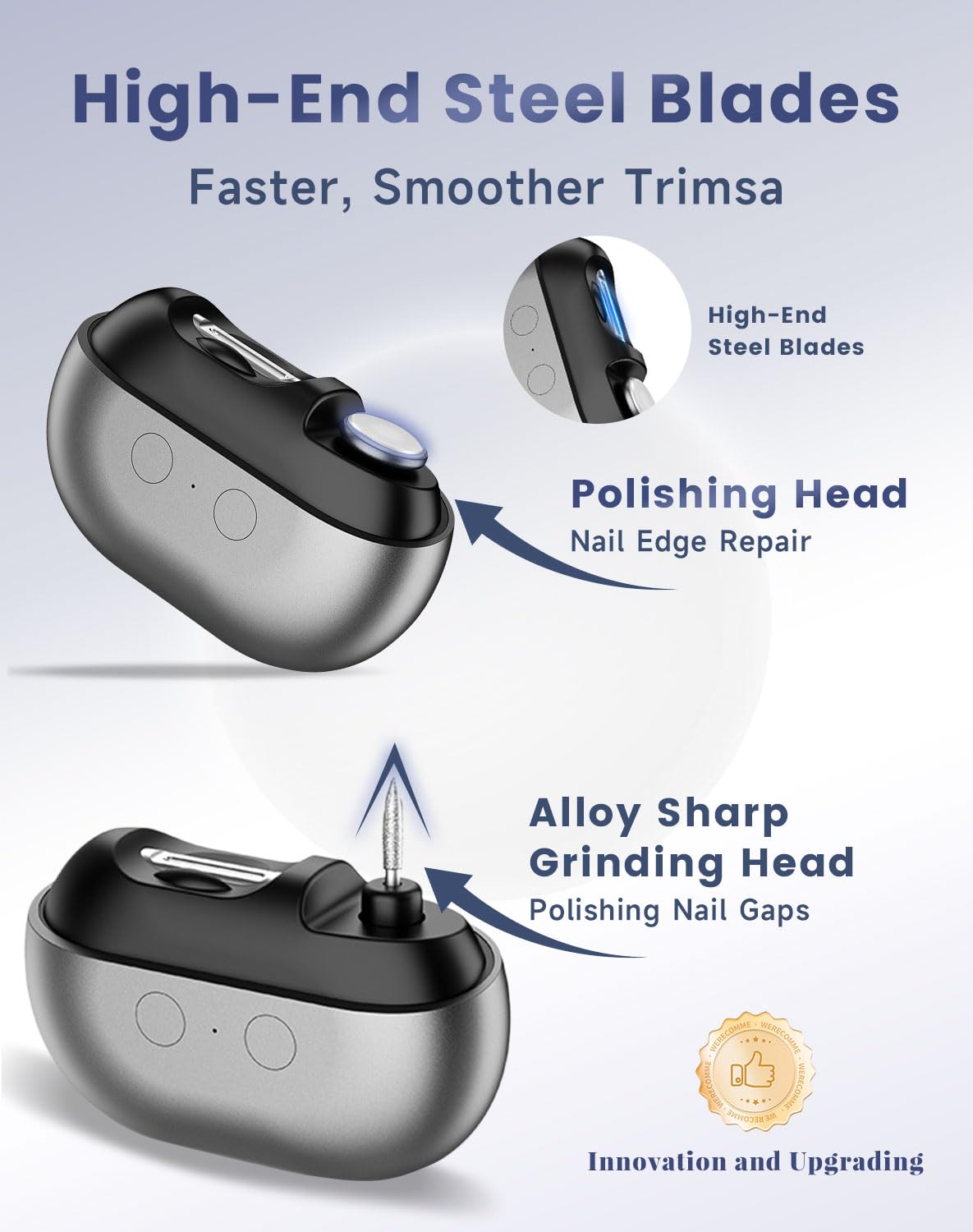 soglude Electric Nail Clippers showing built-in LED light