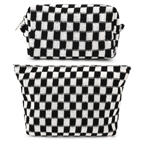 SOIDRAM checkered cosmetic bag set front view