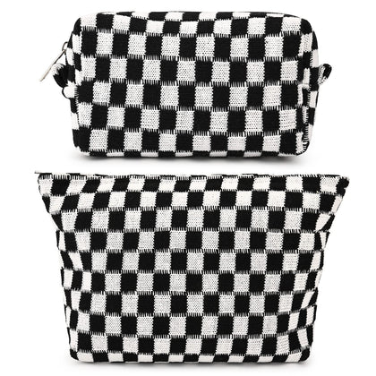 SOIDRAM checkered cosmetic bag set front view