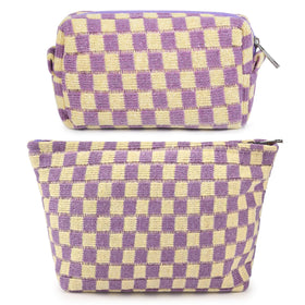 SOIDRAM Checkered Makeup Bag front view in purple