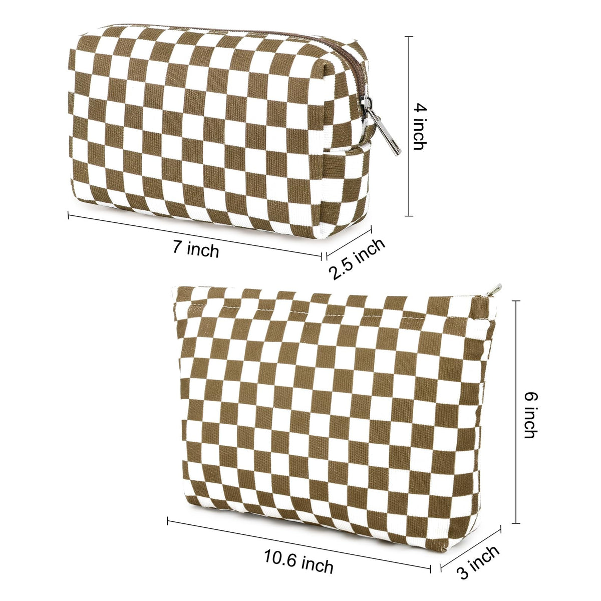 SOIDRAM checkered makeup bag open showing contents