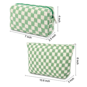 SOIDRAM checkered makeup bag open showing interior storage