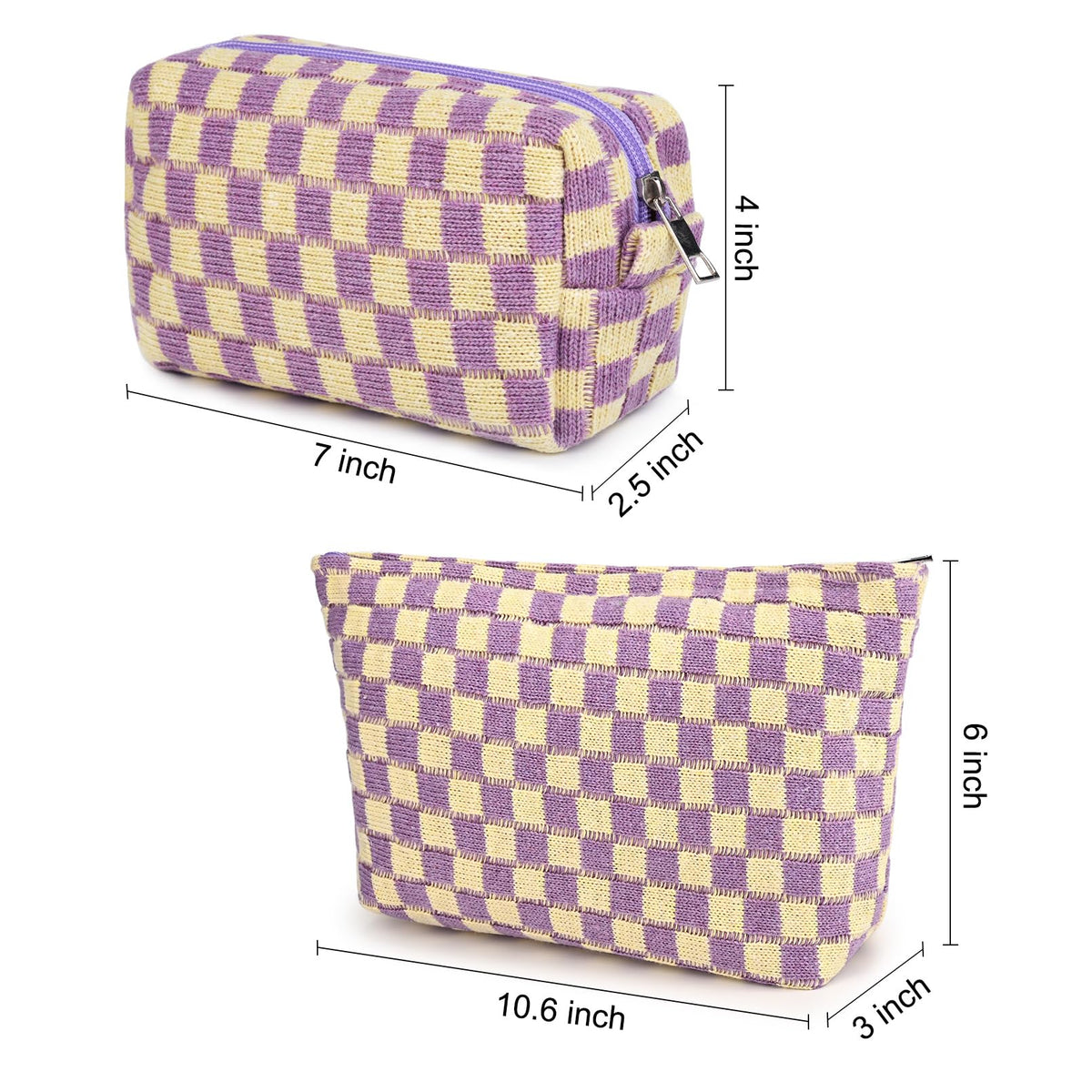 SOIDRAM Checkered Makeup Bag opened with cosmetics inside