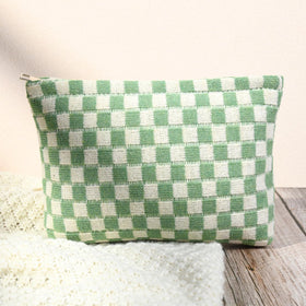 SOIDRAM checkered makeup bag set side view displaying size