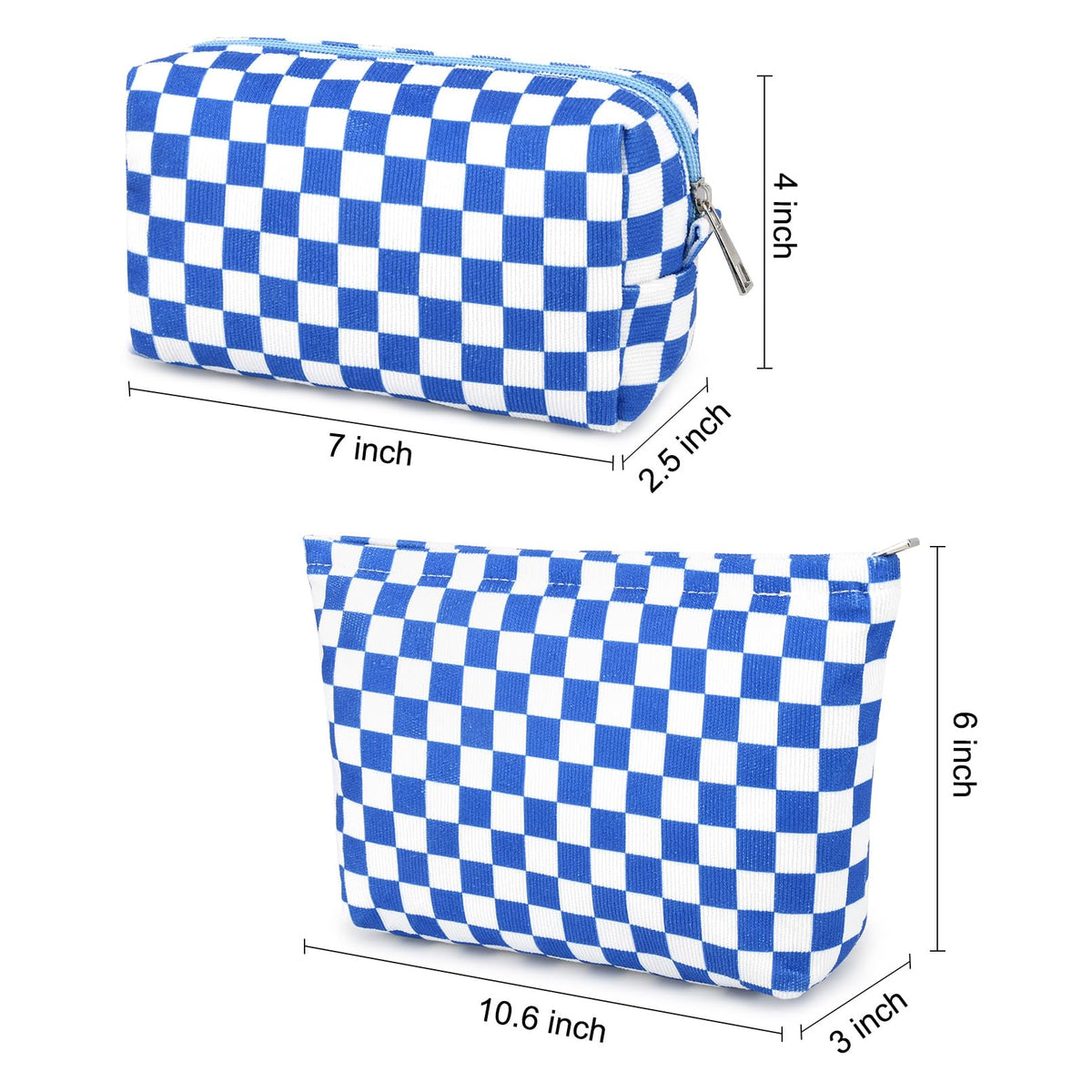 SOIDRAM checkered makeup bag side view with zipper