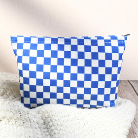 SOIDRAM checkered makeup bag with cosmetics inside