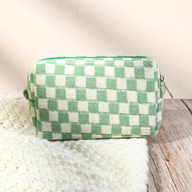 SOIDRAM checkered makeup bag with metal zipper pulls
