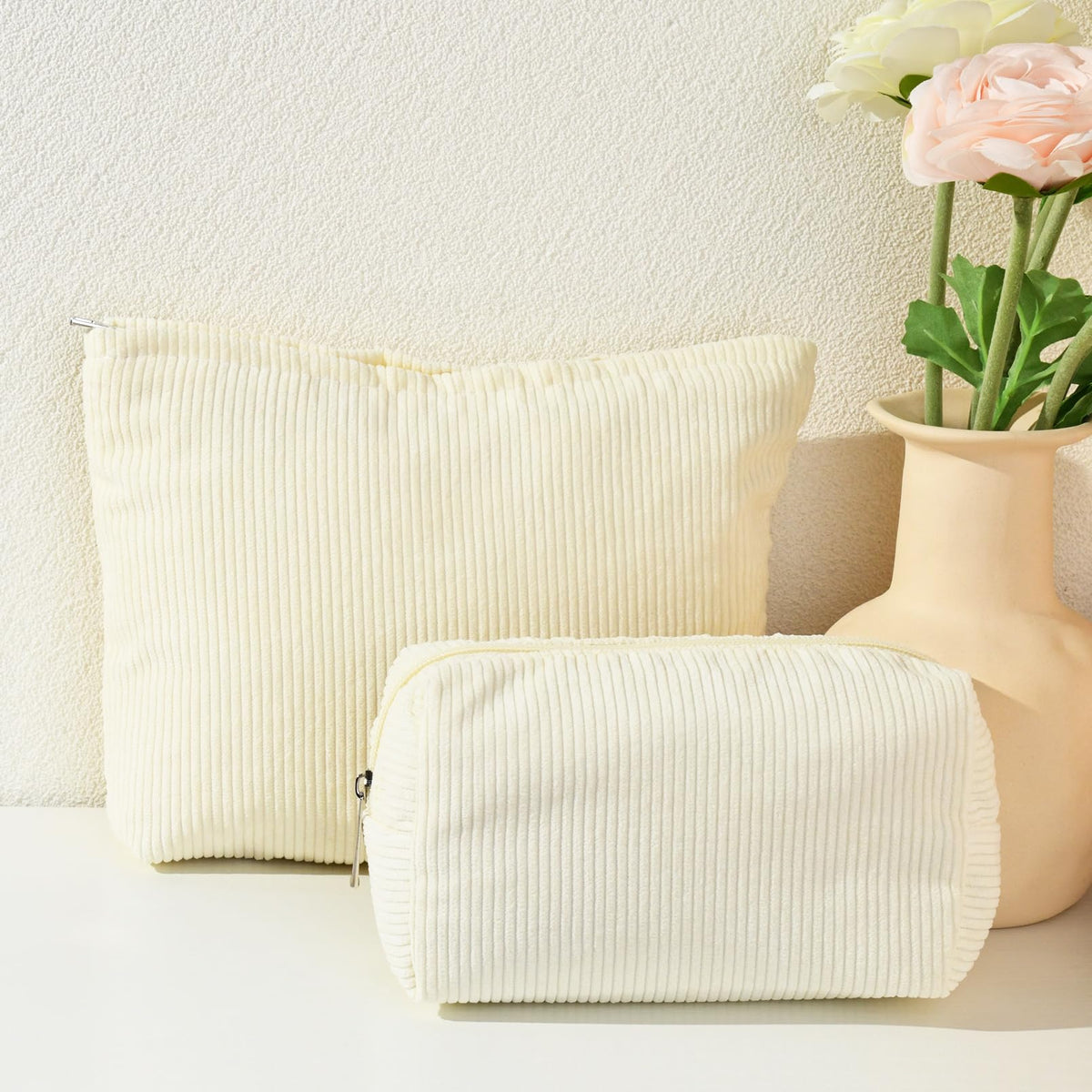 SOIDRAM Corduroy Makeup Bag 7x4 inches side view