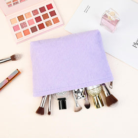 SOIDRAM Corduroy Makeup Bag Set displayed on a vanity