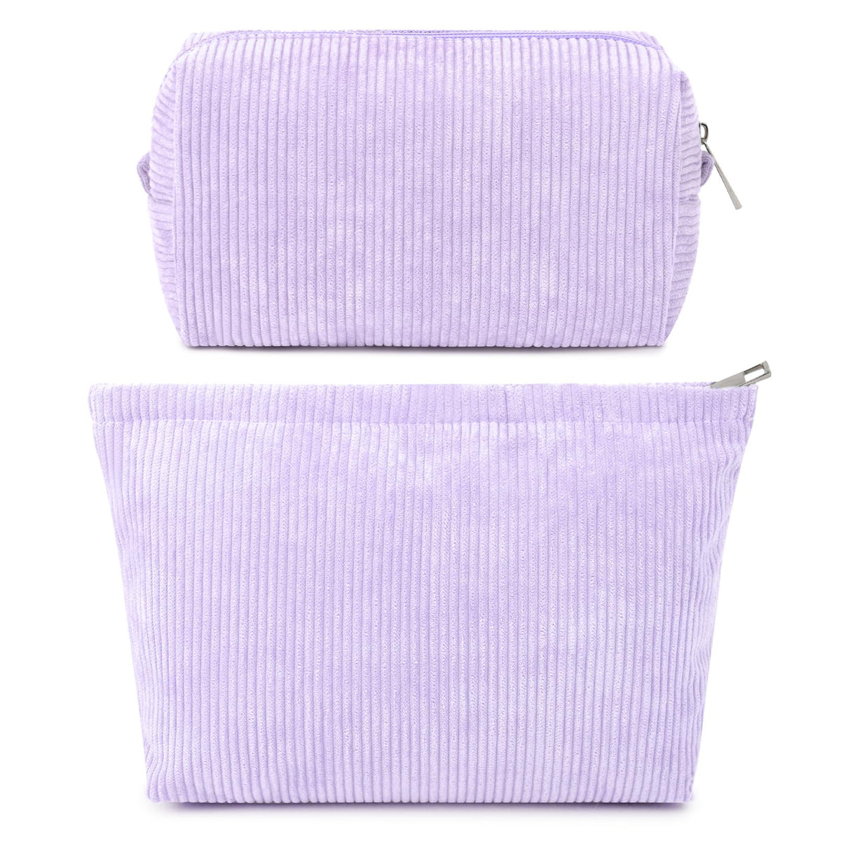 SOIDRAM Corduroy Makeup Bag Set in purple, front view