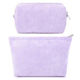 SOIDRAM Corduroy Makeup Bag Set in purple, front view