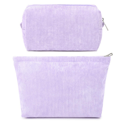SOIDRAM Corduroy Makeup Bag Set in purple, front view