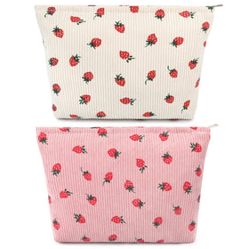 SOIDRAM Cute Makeup Bag front view in strawberry pink
