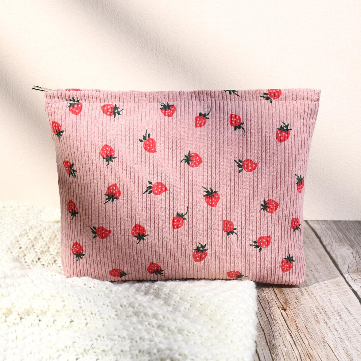 SOIDRAM Cute Makeup Bag opened showing organized cosmetics