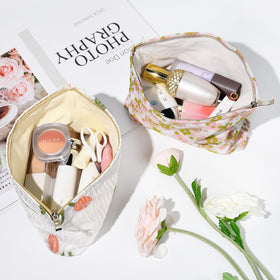 SOIDRAM floral makeup bag set side view showing size and design