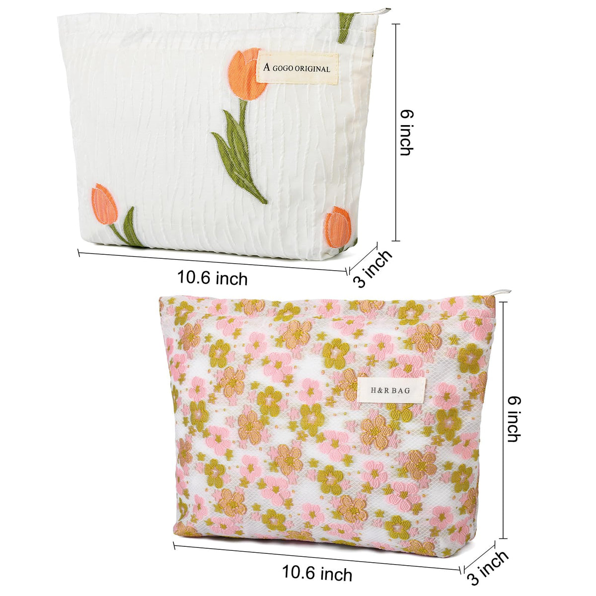 SOIDRAM floral makeup bag with metal zipper pull detail