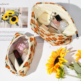 SOIDRAM Flower Makeup Bag in a travel setting