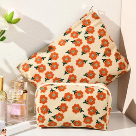 SOIDRAM Flower Makeup Bag packed with cosmetics