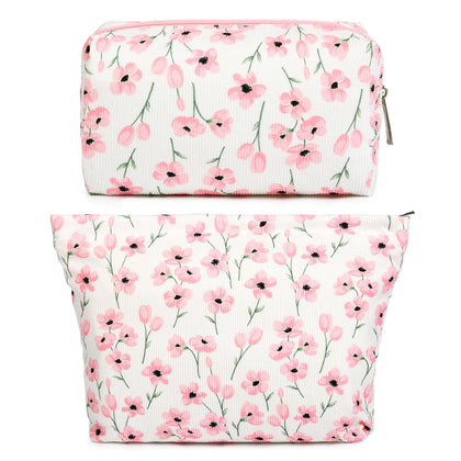 SOIDRAM Flower Makeup Bag Set front view with floral design
