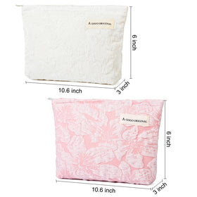 SOIDRAM Flower Makeup Bag Set opened with cosmetics inside
