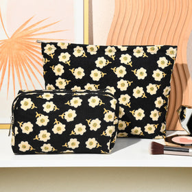 SOIDRAM Flower Makeup Bag Set side view with floral pattern