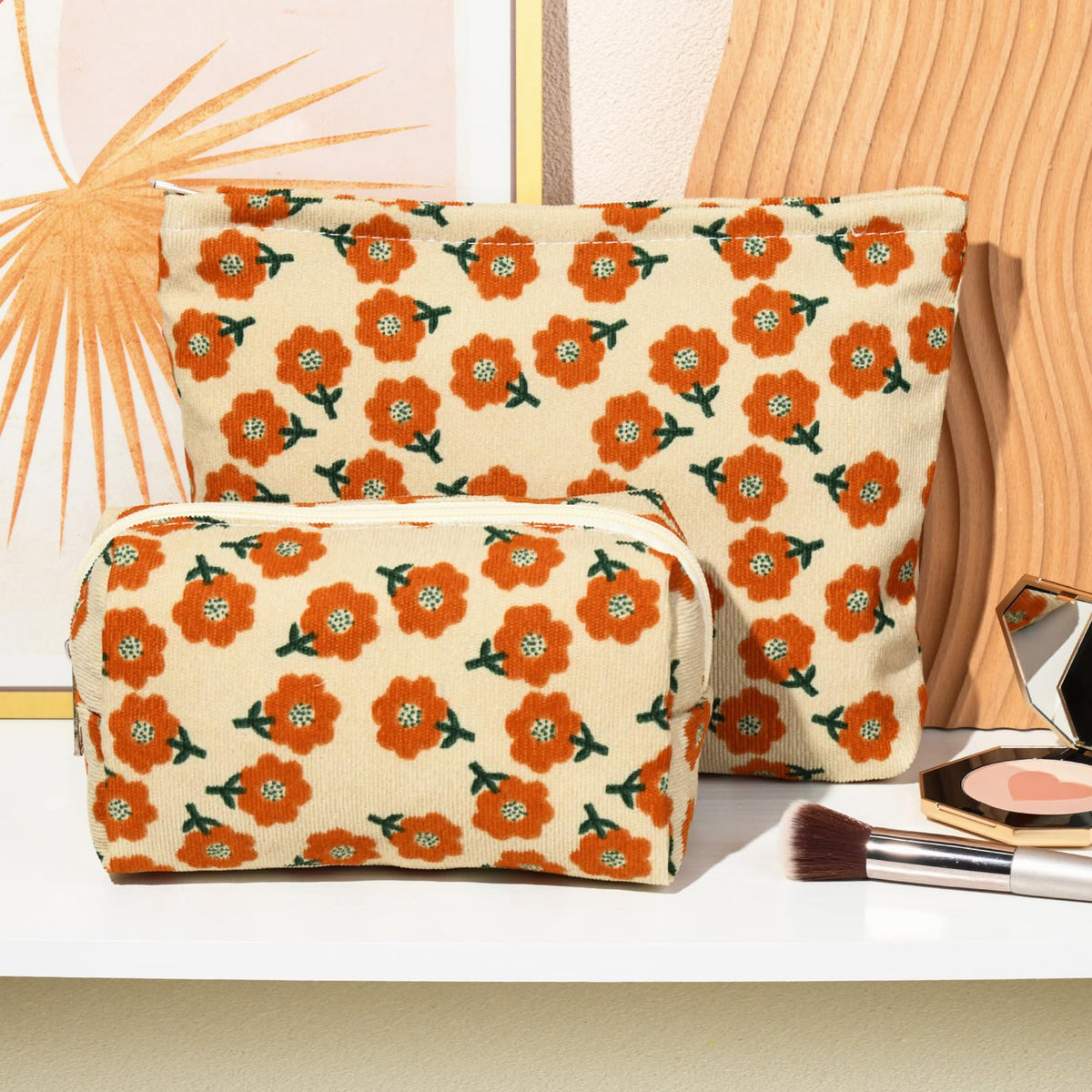 SOIDRAM Flower Makeup Bag set with two different designs