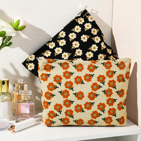SOIDRAM Flower Makeup Bag showing floral pattern close-up