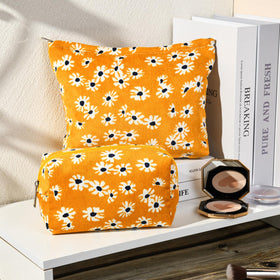 SOIDRAM Flower Makeup Bag small size side view in floral pattern