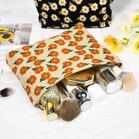 SOIDRAM Flower Makeup Bag travel scene with suitcase