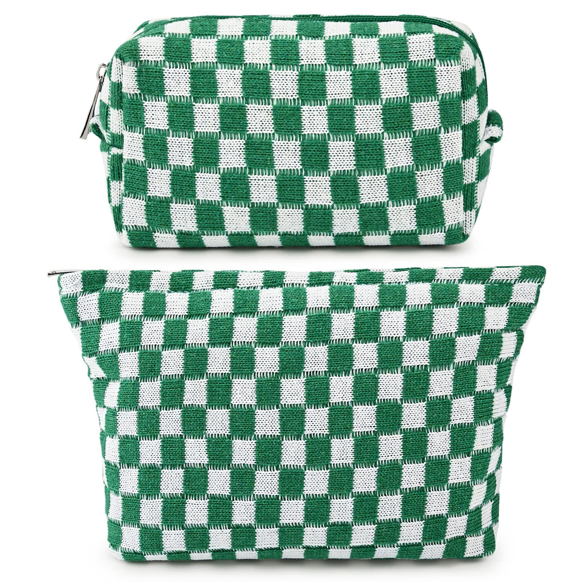 SOIDRAM green checkered makeup bag front view
