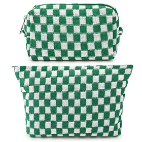 SOIDRAM green checkered makeup bag front view