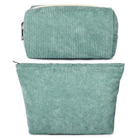 SOIDRAM green corduroy makeup bag front view