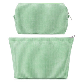 SOIDRAM green corduroy makeup bag front view