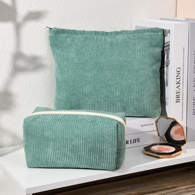 SOIDRAM green corduroy makeup bag interior view