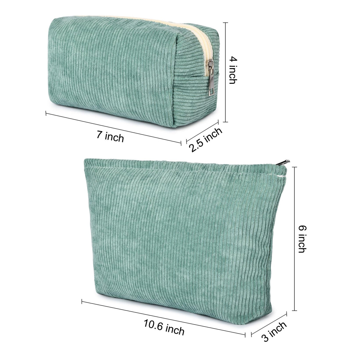 SOIDRAM green corduroy makeup bag side view